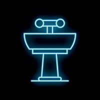 Neon airport control tower shining on dark background vector