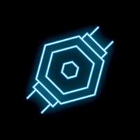 Neon blue hexagon pattern glowing on black background vector