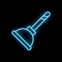 Glowing neon line plunger icon isolated on black background illustration vector