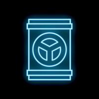 Neon blue radioactive waste in container icon glowing on black background vector
