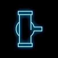 Glowing neon line representing an industry metallic pipe on black background vector