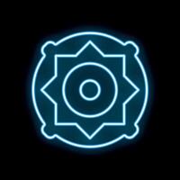Blue neon icon of islamic rub el hizb symbol glowing on black background vector