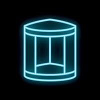 Blue neon icon of a turnstile gate glowing on a black background vector