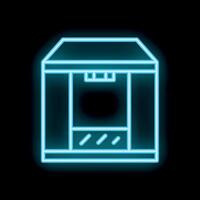 Blue glowing neon line coffee machine icon isolated on black background vector