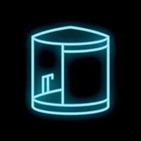Glowing neon sign of a modern shower cabin on a black background vector
