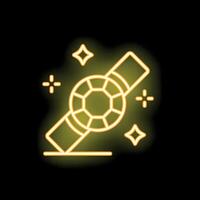 Neon icon of a diamond ring shining brightly on dark background vector