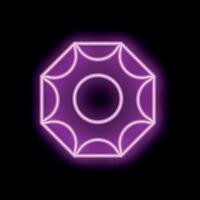 Neon pink octagon glowing on black background vector