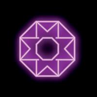 Bright pink neon sign showing an abstract geometric shape on a black background vector