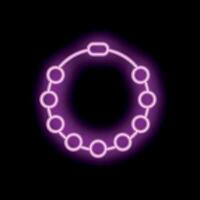 Neon pink circle glowing on dark background with copy space vector