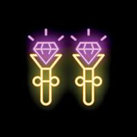 Pair of neon diamonds shining in the dark background vector