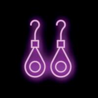 Neon sign of a pair of earrings glowing on a black background vector