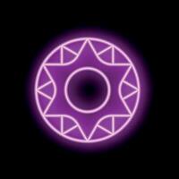Bright pink neon sign showing a round geometric pattern vector