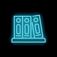 Glowing neon line office folders with papers and documents icon on dark background vector
