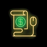 Neon sign representing online payment with mouse and dollar sign vector