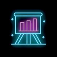 Neon sign showing growing bars chart on presentation board vector