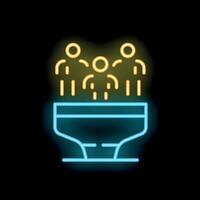 Neon icon of lead generation with customers falling into sales funnel vector