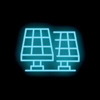 Neon style icon representing solar panels generating electricity vector