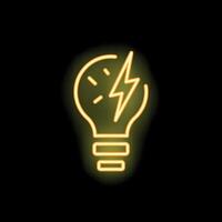 Neon lightbulb shining with bright idea concept vector