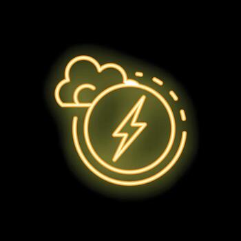Neon icon of cloud computing powering up with lightning bolt vector