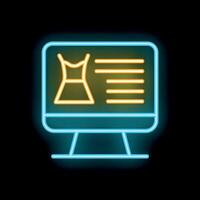Neon sign representing online dress shopping website on computer screen vector