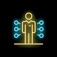 Businessman standing with multiple search bar neon sign showing concept of candidate selection vector