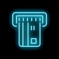 Neon sign representing credit card being inserted in pos terminal vector