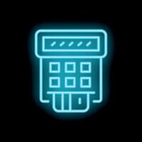 Neon sign showing credit card being inserted into pos terminal vector