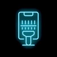 Neon icon representing phone displaying loading bar with flashlight turning on vector