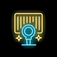 Neon icon of professional studio microphone recording audio podcast or song vector