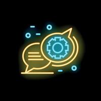 Neon icon of speech bubbles showing technical support chat vector