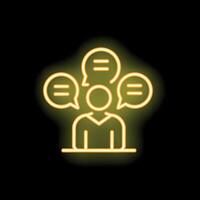 Neon icon of person thinking with speech bubbles vector