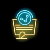 Neon icon of content management system with sharing function vector