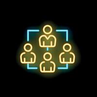 Neon icon of business people network representing teamwork vector
