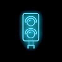Neon icon of traffic light showing green signal on black background vector