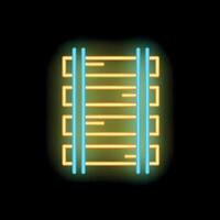 Neon icon of railroad track shining on black background vector
