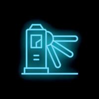 Neon turnstile gate glowing on black background vector