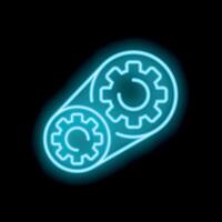 Neon blue gears connecting and working together vector