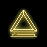Yellow neon sign showing folded road emergency warning triangle on black background vector