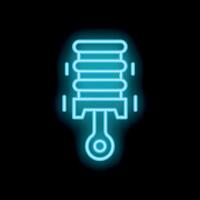 Blue neon icon of a car piston moving up and down on a black background vector