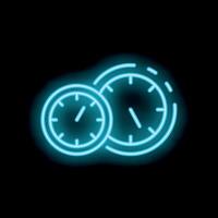 Neon blue clock showing fast moving time concept vector