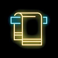 Neon towel hanging on towel rail icon glowing on black background vector
