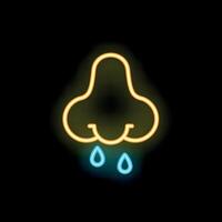 Runny nose neon sign glowing on dark background vector