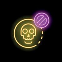 Neon sign showing stop sign erasing skull from existence vector