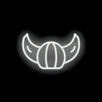 Neon viking helmet glowing on black background vector
