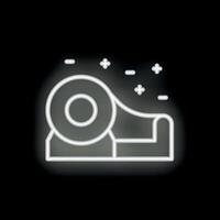 White neon sign of a roll of adhesive tape on a black background vector