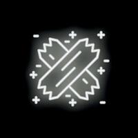 Neon icon of two bandages forming a star shining on black background vector