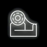 White neon sign of a sticky tape dispenser on a black background vector
