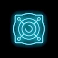 Neon icon of computer fan cooling system on black background vector