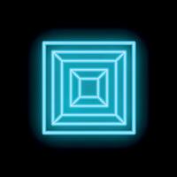 Neon blue square tunnel effect on black background vector