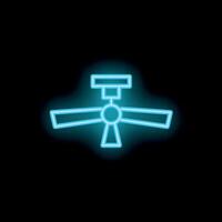 Neon icon of ceiling fan glowing on black background vector